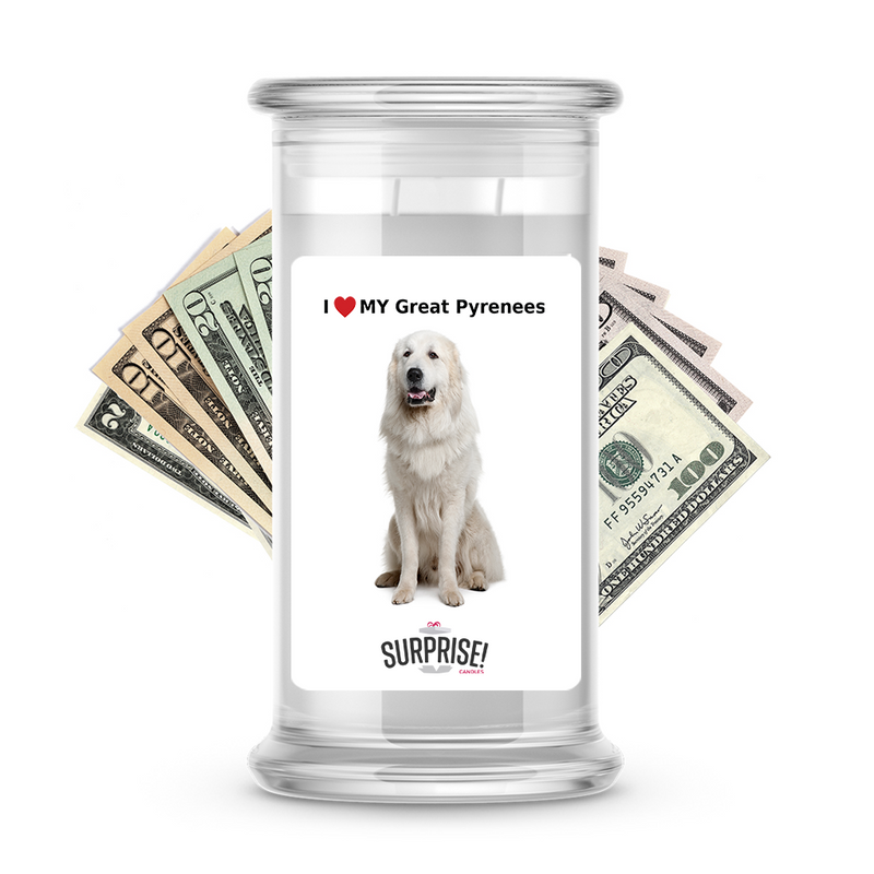 I ❤️ My Great pyrenees | Dog Surprise Cash Candles