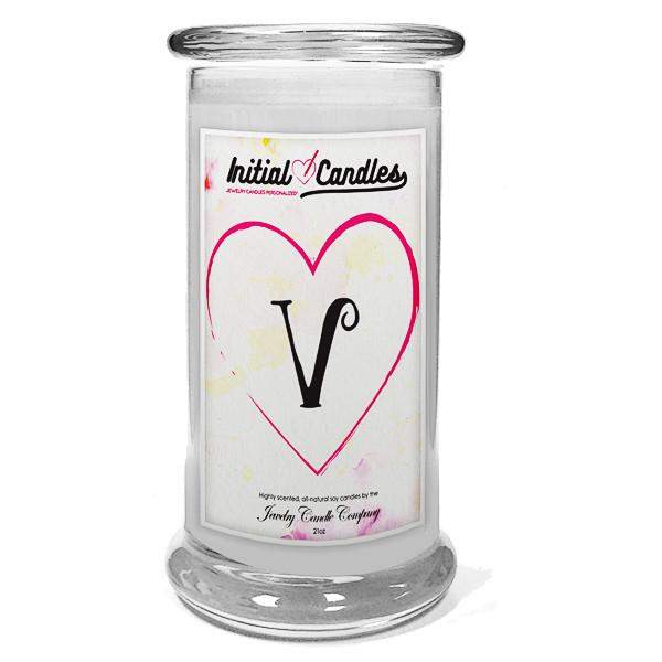 Letter V Initial Candles-Initial Candles-The Official Website of Jewelry Candles - Find Jewelry In Candles!