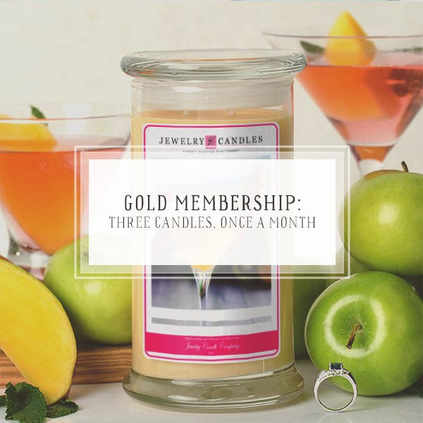 Candle Of The Month Club | Gold Package | Three Candles, Once Per Month-The Official Website of Jewelry Candles - Find Jewelry In Candles!