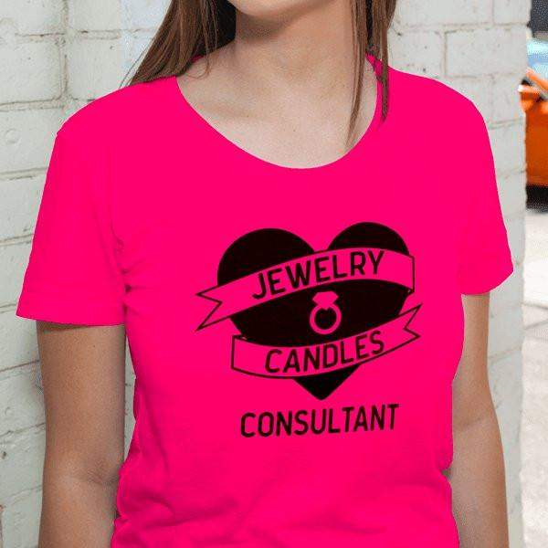 Black On Hot Pink Heart Banner Short-Sleeve Shirt - Jewelry Clothing-Jewelry Apparel-The Official Website of Jewelry Candles - Find Jewelry In Candles!