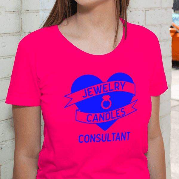Blue On Hot Pink Heart Banner Short-Sleeve Shirt - Jewelry Clothing-Jewelry Apparel-The Official Website of Jewelry Candles - Find Jewelry In Candles!