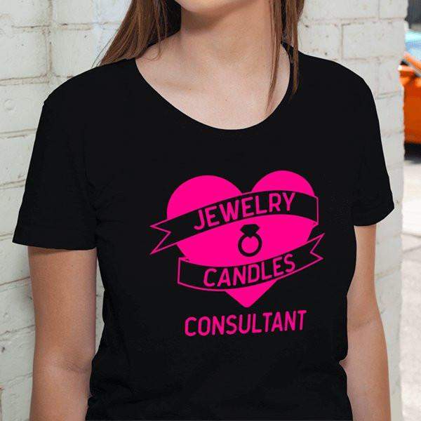 Hot Pink On Black Heart Banner Short-Sleeve Shirt - Jewelry Clothing-Jewelry Apparel-The Official Website of Jewelry Candles - Find Jewelry In Candles!