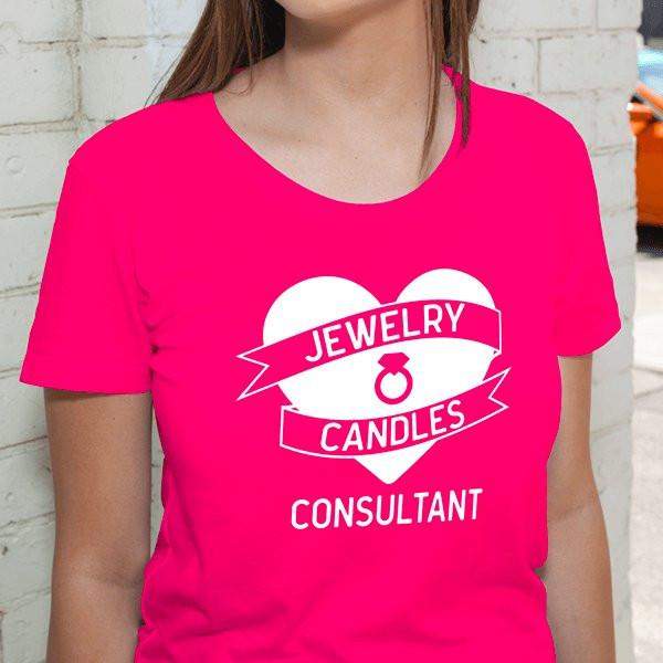 White On Hot Pink Heart Banner Short-Sleeve Shirt - Jewelry Clothing-Jewelry Apparel-The Official Website of Jewelry Candles - Find Jewelry In Candles!