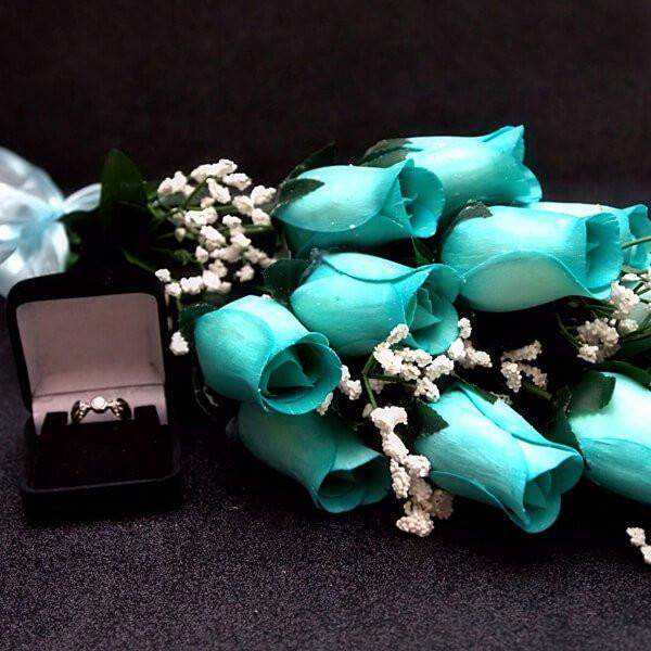 Baby Blue Bouquet | Jewelry Roses® Bouquet-Wax Dipped Roses-The Official Website of Jewelry Candles - Find Jewelry In Candles!