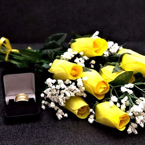Yellow Wax Dipped Dozen Roses-Wax Dipped Roses-The Official Website of Jewelry Candles - Find Jewelry In Candles!