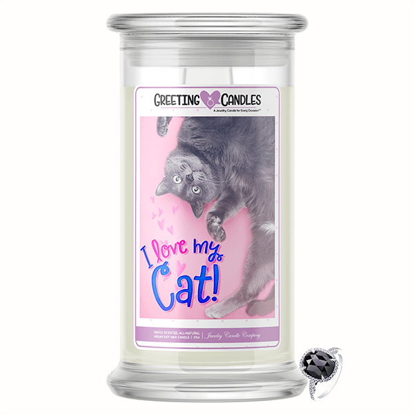 I Love My Cat Jewelry Greeting Candle