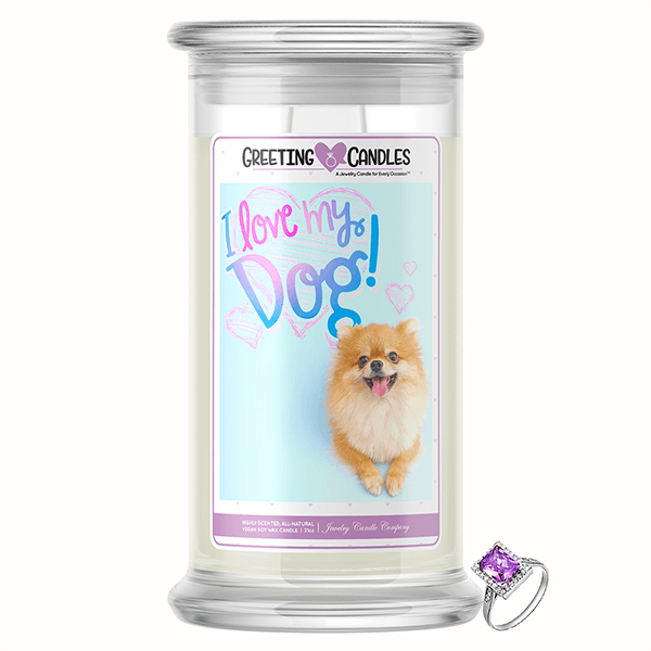 I Love My Dog Jewelry Greeting Candle
