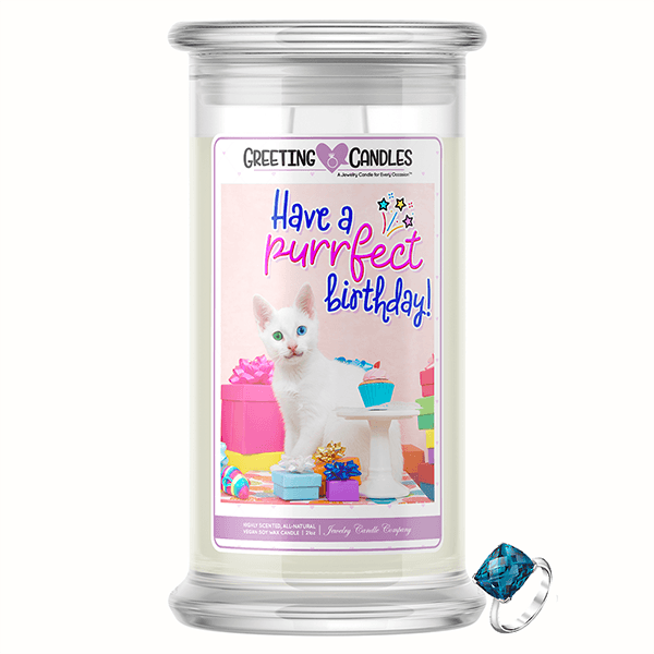 Have A Purrfect Birthday! Jewelry Greeting Candle