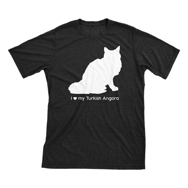 I Love My Turkish Angora | Must Love Cats® White On Black Short Sleeve T-Shirt-Must Love Cats® T-Shirts-The Official Website of Jewelry Candles - Find Jewelry In Candles!