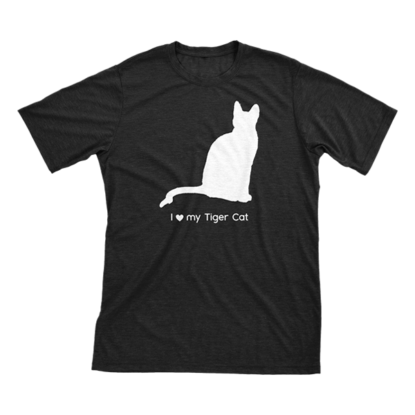 I Love My Tiger Cat | Must Love Cats® White On Black Short Sleeve T-Shirt-Must Love Cats® T-Shirts-The Official Website of Jewelry Candles - Find Jewelry In Candles!