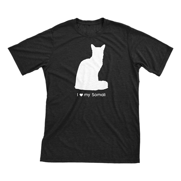 I Love My Somali | Must Love Cats® White On Black Short Sleeve T-Shirt-Must Love Cats® T-Shirts-The Official Website of Jewelry Candles - Find Jewelry In Candles!