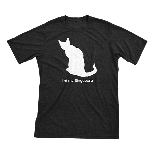 I Love My Singapura | Must Love Cats® White On Black Short Sleeve T-Shirt-Must Love Cats® T-Shirts-The Official Website of Jewelry Candles - Find Jewelry In Candles!
