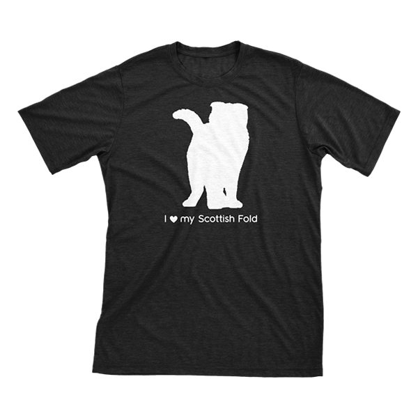 I Love My Scottish Fold | Must Love Cats® White On Black Short Sleeve T-Shirt-Must Love Cats® T-Shirts-The Official Website of Jewelry Candles - Find Jewelry In Candles!