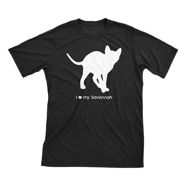 I Love My Savannah | Must Love Cats® White On Black Short Sleeve T-Shirt-Must Love Cats® T-Shirts-The Official Website of Jewelry Candles - Find Jewelry In Candles!