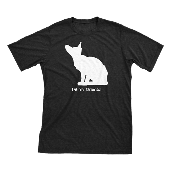 I Love My Oriental | Must Love Cats® White On Black Short Sleeve T-Shirt-Must Love Cats® T-Shirts-The Official Website of Jewelry Candles - Find Jewelry In Candles!