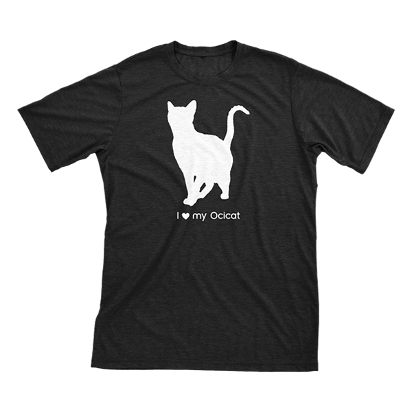 I Love My Ocicat | Must Love Cats® White On Black Short Sleeve T-Shirt-Must Love Cats® T-Shirts-The Official Website of Jewelry Candles - Find Jewelry In Candles!
