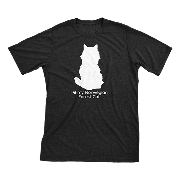 I Love My Norwegian Forest Cat | Must Love Cats® White On Black Short Sleeve T-Shirt-Must Love Cats® T-Shirts-The Official Website of Jewelry Candles - Find Jewelry In Candles!