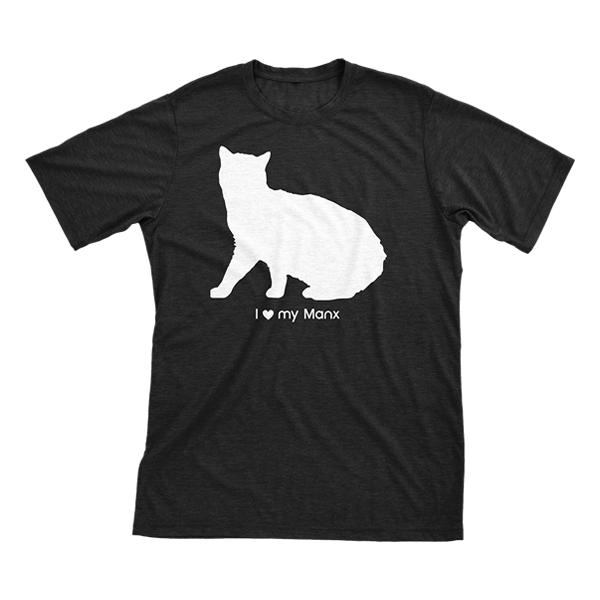I Love My Manx | Must Love Cats® White On Black Short Sleeve T-Shirt-Must Love Cats® T-Shirts-The Official Website of Jewelry Candles - Find Jewelry In Candles!
