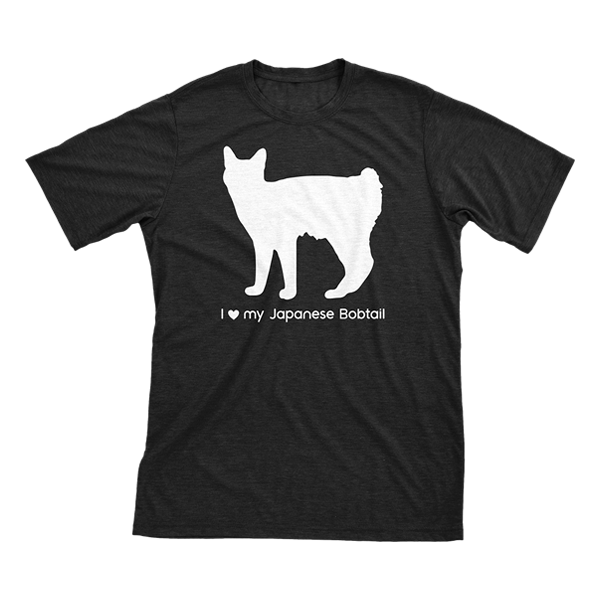 I Love My Japanese Bobtail | Must Love Cats® White On Black Short Sleeve T-Shirt-Must Love Cats® T-Shirts-The Official Website of Jewelry Candles - Find Jewelry In Candles!