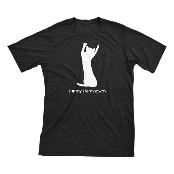I Love My Hemingway | Must Love Cats® White On Black Short Sleeve T-Shirt-Must Love Cats® T-Shirts-The Official Website of Jewelry Candles - Find Jewelry In Candles!