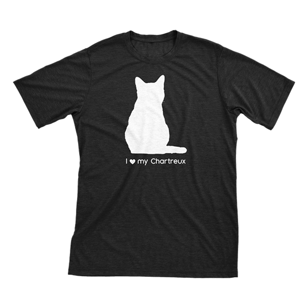 I Love My Chartreux | Must Love Cats® White On Black Short Sleeve T-Shirt-Must Love Cats® T-Shirts-The Official Website of Jewelry Candles - Find Jewelry In Candles!