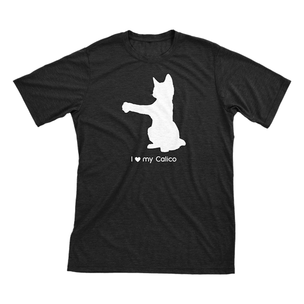 I Love My Calico | Must Love Cats® White On Black Short Sleeve T-Shirt-Must Love Cats® T-Shirts-The Official Website of Jewelry Candles - Find Jewelry In Candles!