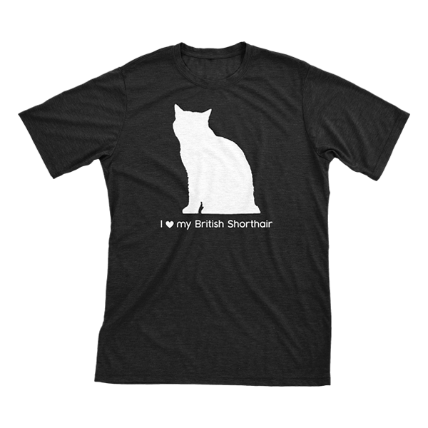 I Love My British Shorthair | Must Love Cats® White On Black Short Sleeve T-Shirt-Must Love Cats® T-Shirts-The Official Website of Jewelry Candles - Find Jewelry In Candles!