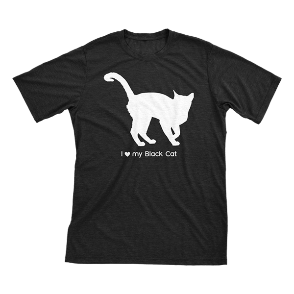 I Love My Black Cat | Must Love Cats® White On Black Short Sleeve T-Shirt-Must Love Cats® T-Shirts-The Official Website of Jewelry Candles - Find Jewelry In Candles!