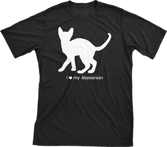 I Love My Abyssinian | Must Love Cats® White On Black Short Sleeve T-Shirt-Must Love Cats® T-Shirts-The Official Website of Jewelry Candles - Find Jewelry In Candles!