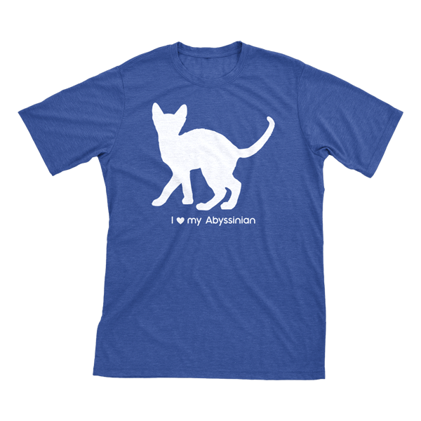 I Love My Abyssinian | Must Love Cats® White On Heathered Royal Blue Short Sleeve T-Shirt-Must Love Cats® T-Shirts-The Official Website of Jewelry Candles - Find Jewelry In Candles!