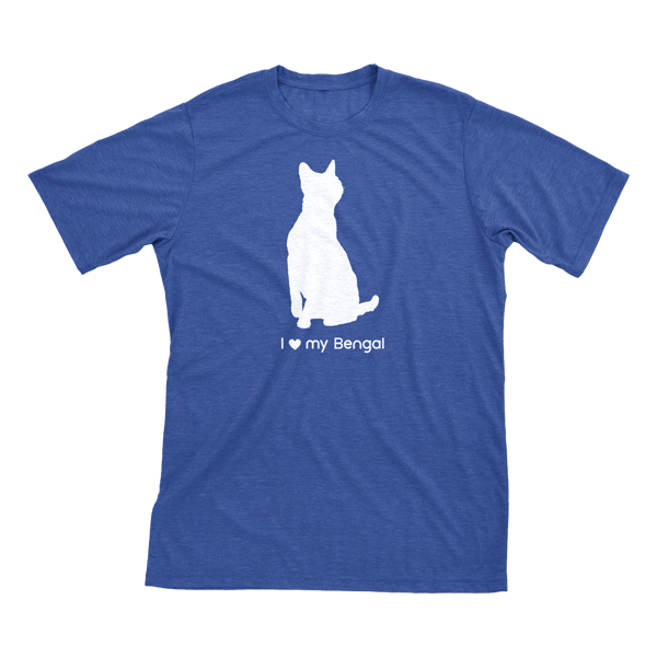 I Love My Bengal | Must Love Cats® White On Heathered Royal Blue Short Sleeve T-Shirt-Must Love Cats® T-Shirts-The Official Website of Jewelry Candles - Find Jewelry In Candles!