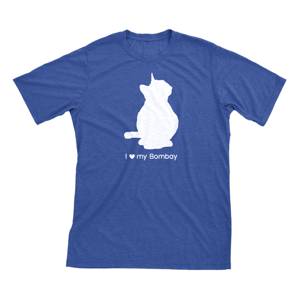 I Love My Bombay | Must Love Cats® White On Heathered Royal Blue Short Sleeve T-Shirt-Must Love Cats® T-Shirts-The Official Website of Jewelry Candles - Find Jewelry In Candles!