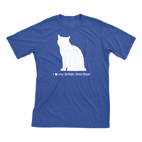 I Love My British Shorthair | Must Love Cats® White On Heathered Royal Blue Short Sleeve T-Shirt-Must Love Cats® T-Shirts-The Official Website of Jewelry Candles - Find Jewelry In Candles!