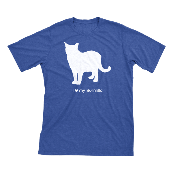 I Love My Burmilla | Must Love Cats® White On Heathered Royal Blue Short Sleeve T-Shirt-Must Love Cats® T-Shirts-The Official Website of Jewelry Candles - Find Jewelry In Candles!