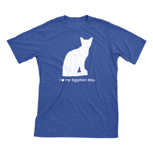 I Love My Egyptian Mau | Must Love Cats® White On Heathered Royal Blue Short Sleeve T-Shirt-Must Love Cats® T-Shirts-The Official Website of Jewelry Candles - Find Jewelry In Candles!