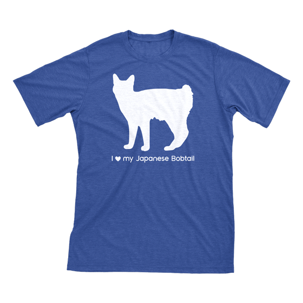I Love My Japanese Bobtail | Must Love Cats® White On Heathered Royal Blue Short Sleeve T-Shirt-Must Love Cats® T-Shirts-The Official Website of Jewelry Candles - Find Jewelry In Candles!