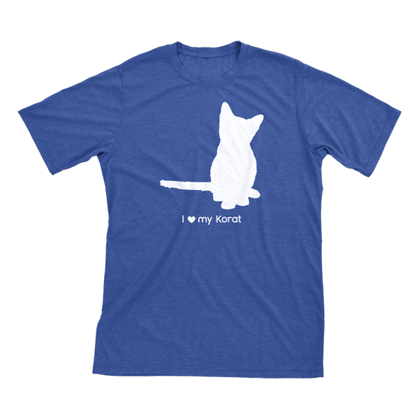 I Love My Korat | Must Love Cats® White On Heathered Royal Blue Short Sleeve T-Shirt-Must Love Cats® T-Shirts-The Official Website of Jewelry Candles - Find Jewelry In Candles!
