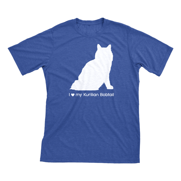 I Love My Kurilian Bobtail | Must Love Cats® White On Heathered Royal Blue Short Sleeve T-Shirt-Must Love Cats® T-Shirts-The Official Website of Jewelry Candles - Find Jewelry In Candles!