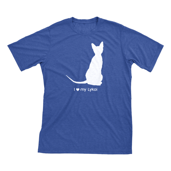 I Love My Lykoi | Must Love Cats® White On Heathered Royal Blue Short Sleeve T-Shirt-Must Love Cats® T-Shirts-The Official Website of Jewelry Candles - Find Jewelry In Candles!
