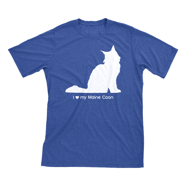 I Love My Maine Coon | Must Love Cats® White On Heathered Royal Blue Short Sleeve T-Shirt-Must Love Cats® T-Shirts-The Official Website of Jewelry Candles - Find Jewelry In Candles!