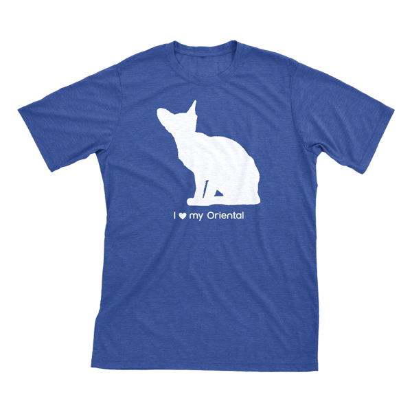 I Love My Oriental | Must Love Cats® White On Heathered Royal Blue Short Sleeve T-Shirt-Must Love Cats® T-Shirts-The Official Website of Jewelry Candles - Find Jewelry In Candles!