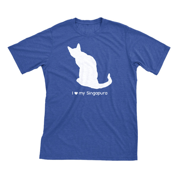 I Love My Singapura | Must Love Cats® White On Heathered Royal Blue Short Sleeve T-Shirt-Must Love Cats® T-Shirts-The Official Website of Jewelry Candles - Find Jewelry In Candles!