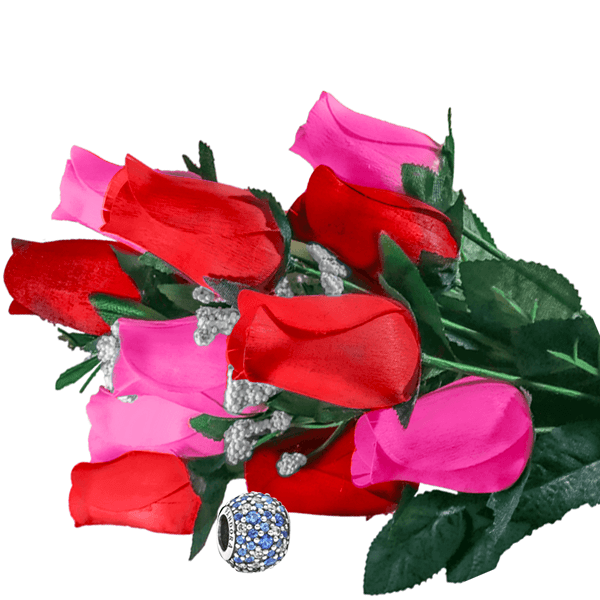 Pink & Red Bouquet Charm Roses