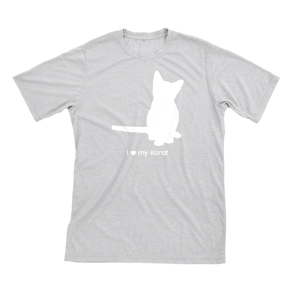 I Love My Korat | Must Love Cats® White On Heathered Grey Short Sleeve T-Shirt-Must Love Cats® T-Shirts-The Official Website of Jewelry Candles - Find Jewelry In Candles!