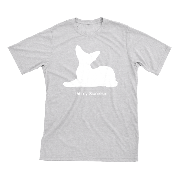 I Love My Siamese | Must Love Cats® White On Heathered Grey Short Sleeve T-Shirt-Must Love Cats® T-Shirts-The Official Website of Jewelry Candles - Find Jewelry In Candles!