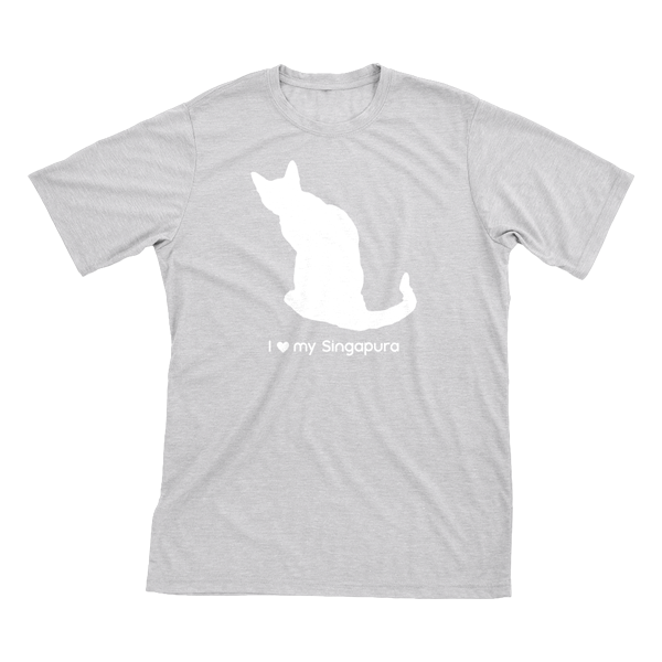 I Love My Singapura | Must Love Cats® White On Heathered Grey Short Sleeve T-Shirt-Must Love Cats® T-Shirts-The Official Website of Jewelry Candles - Find Jewelry In Candles!