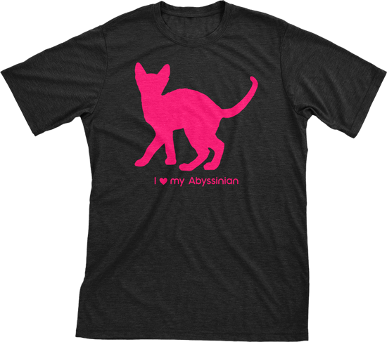 I Love My Abyssinian | Must Love Cats® Hot Pink On Black Short Sleeve T-Shirt-Must Love Cats® T-Shirts-The Official Website of Jewelry Candles - Find Jewelry In Candles!