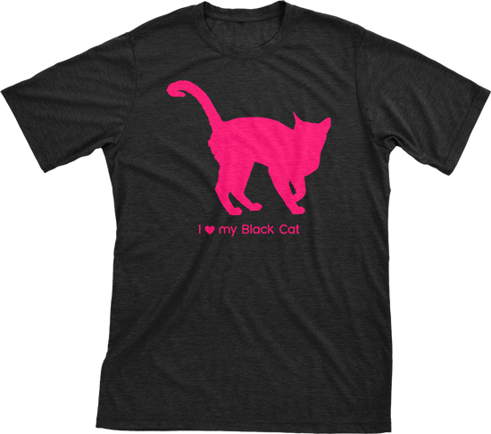 I Love My Black Cat | Must Love Cats® Hot Pink On Black Short Sleeve T-Shirt-Must Love Cats® T-Shirts-The Official Website of Jewelry Candles - Find Jewelry In Candles!