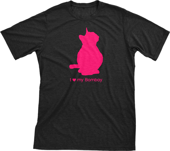 I Love My Bombay | Must Love Cats® Hot Pink On Black Short Sleeve T-Shirt-Must Love Cats® T-Shirts-The Official Website of Jewelry Candles - Find Jewelry In Candles!