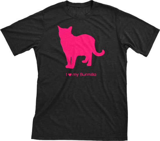 I Love My Burmilla | Must Love Cats® Hot Pink On Black Short Sleeve T-Shirt-Must Love Cats® T-Shirts-The Official Website of Jewelry Candles - Find Jewelry In Candles!